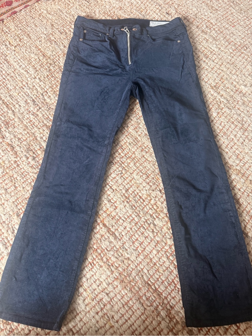 Rag & Bone Black Velvet Jean Pants Dark Blue 28